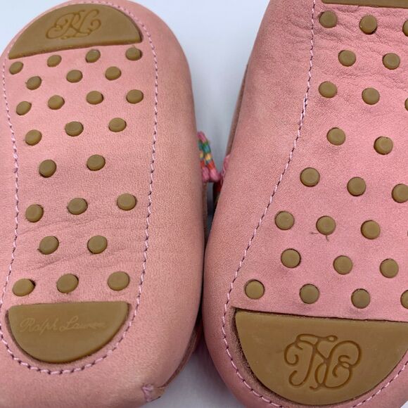 Ralph Lauren pink suede infant toddler moccasins size 3 - Picture 5 of 7
